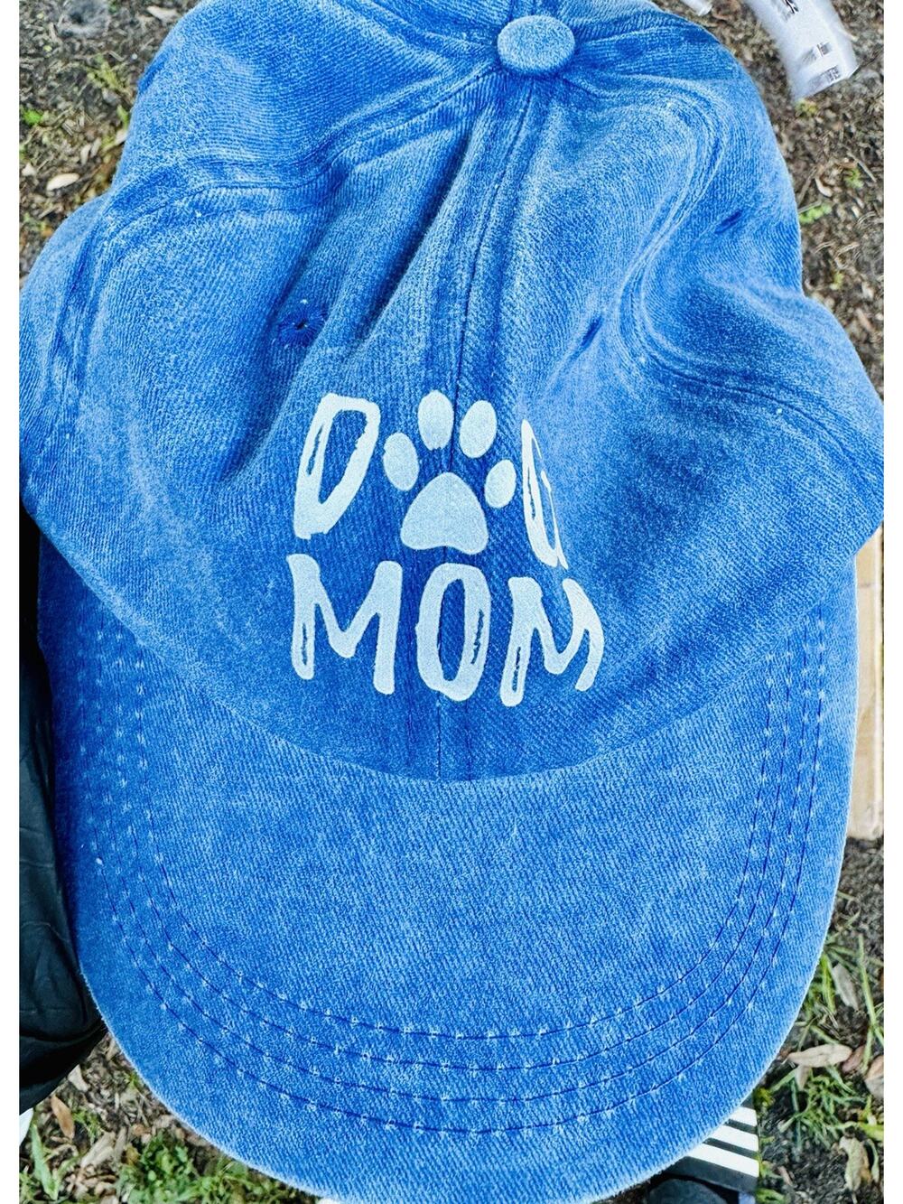 Dog Mom Paw Print Baseball Cap Blue Adjustable Women’s Hat